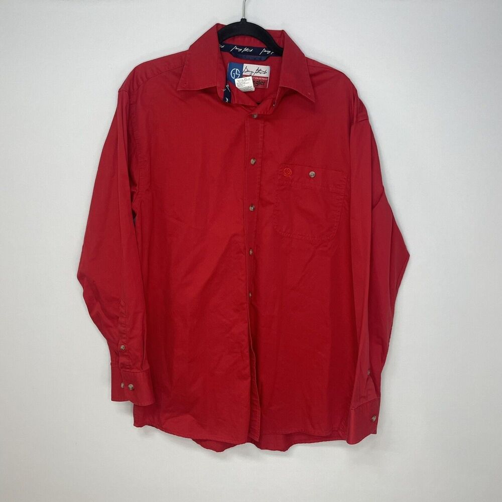 Vintage Wrangler George Strait‎ Shirt Men M Red Long Sleeve Button Down Solid